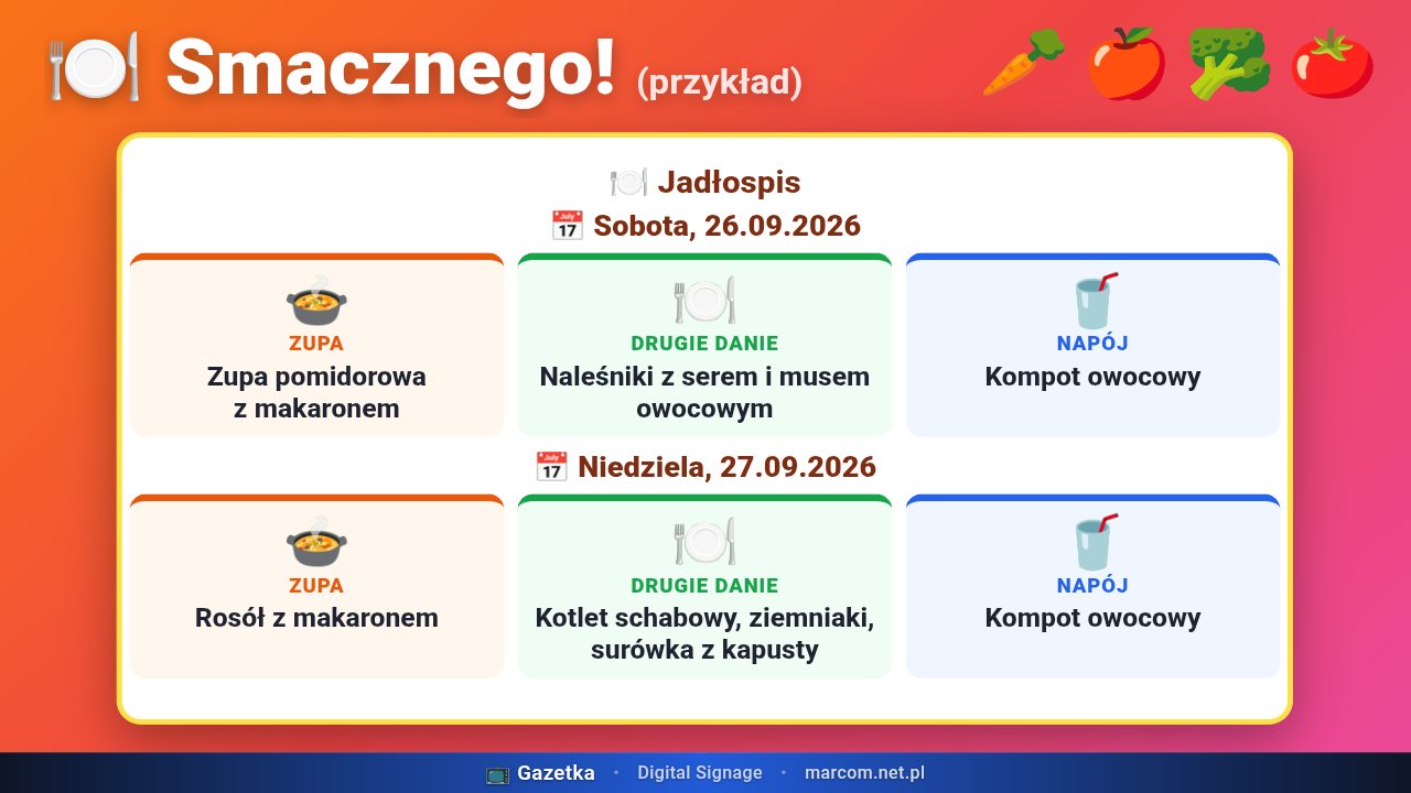 Slajd Jadłospis: dania na dziś i na jutro