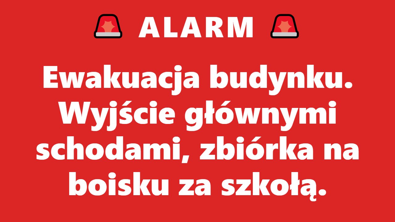 Alarm na całym ekranie